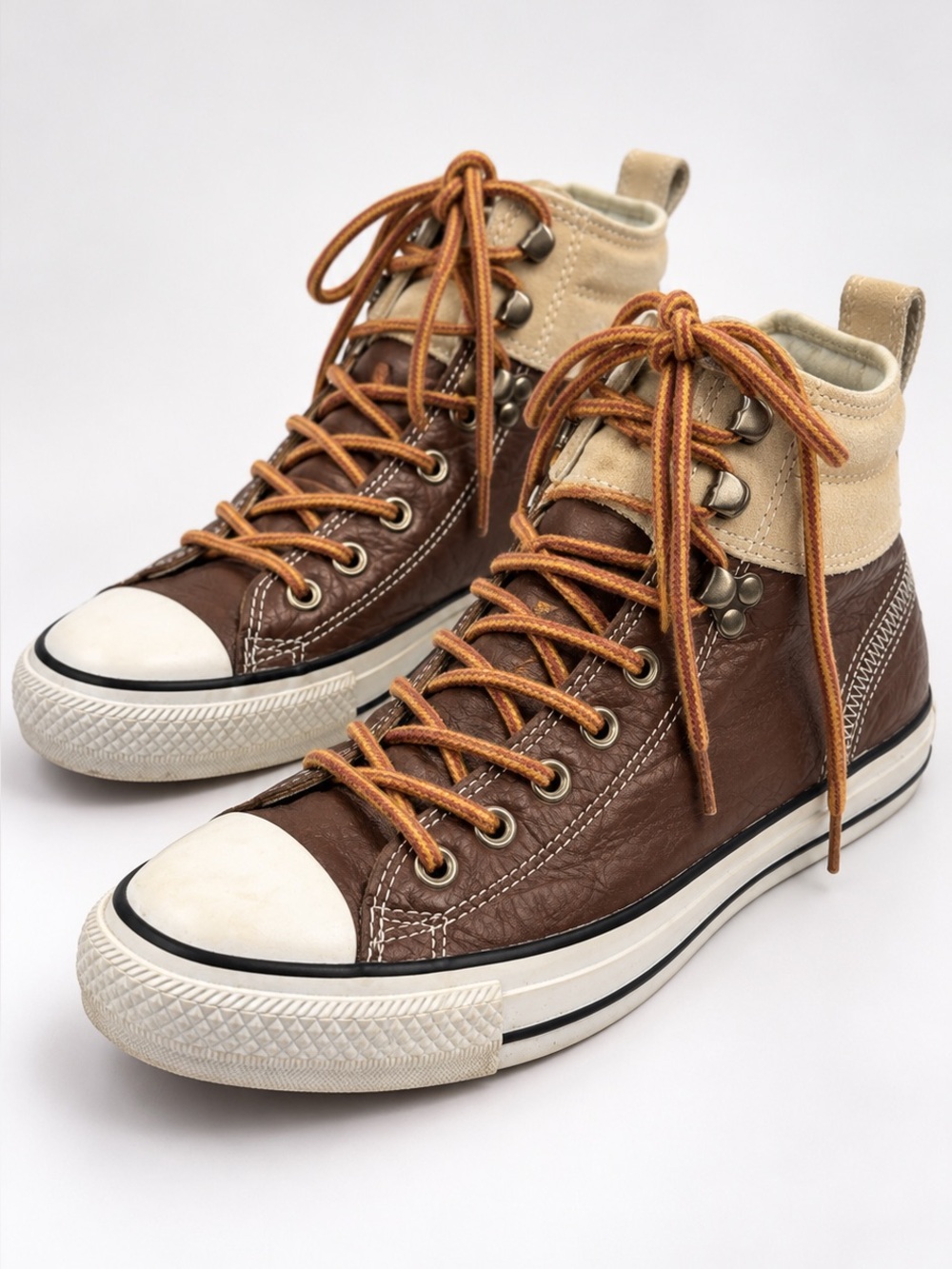 Converse All Star Leather High Top Sneaker Boots Brown Tan Mens 8.5 Womens 10.5